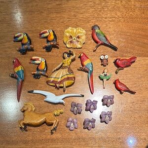 Mid Century Hand Carved Pins
